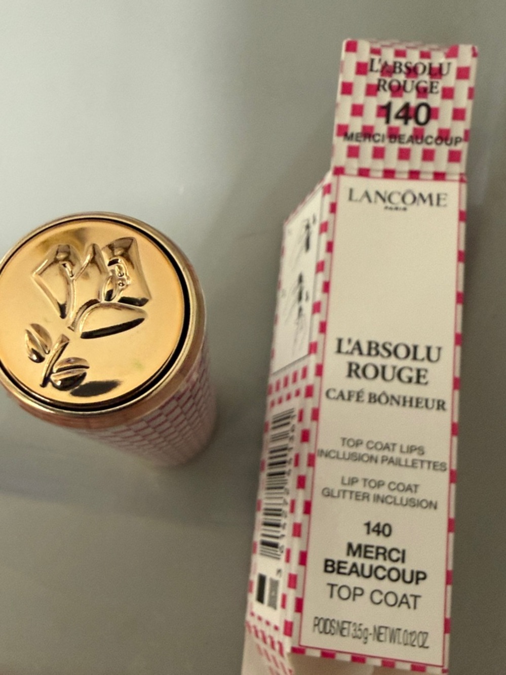Lancôme L'Absolu Rouge Café Bonheur Top Coat 140 Merci Beaucoup - Pink/Gold - Picture 5 of 5